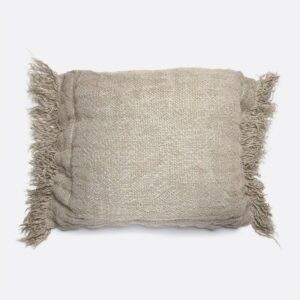 Housse de coussin à franges en lin naturel