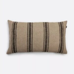 Housse de coussin en lin rayures noires