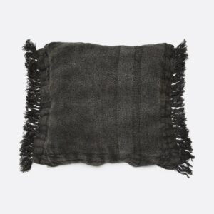 Housse de Coussin en Lin Noir Anthracite